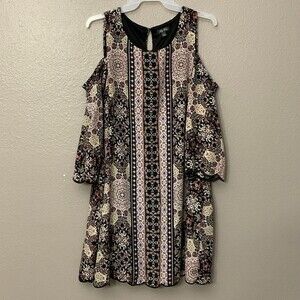 Lily Rose Scalloped hems Cold Shoulder Mini Dress Large